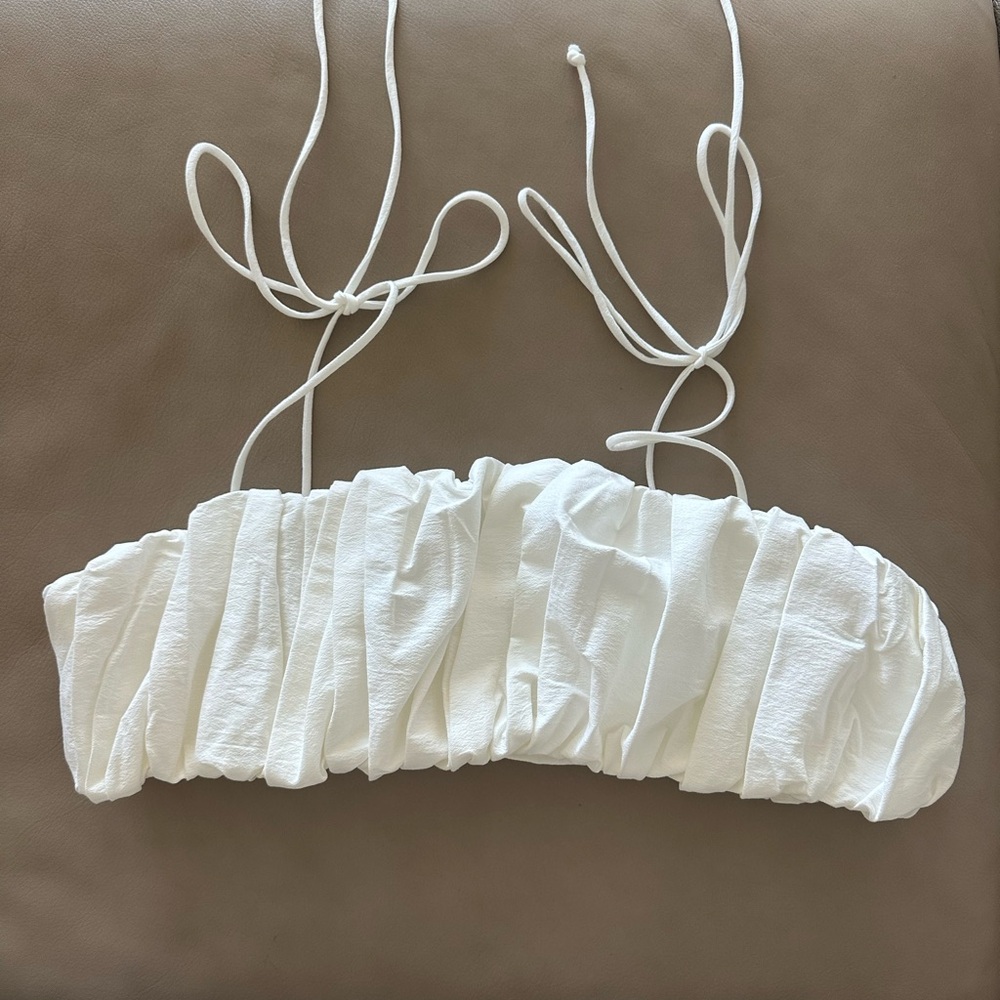 Zara Elegant White Ruched Top